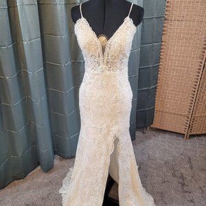 Jovani White Fit & Flare Wedding Dress